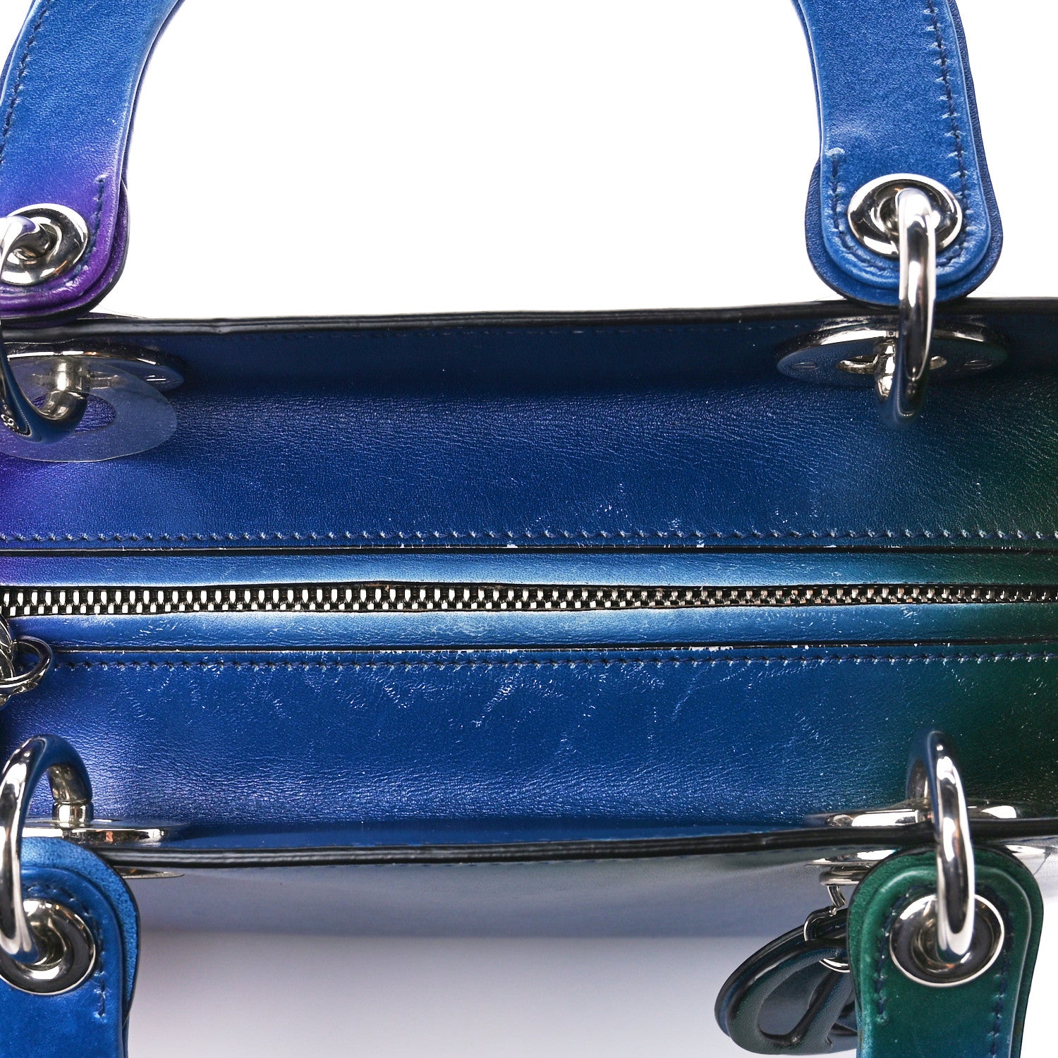 Christian Dior Box Calfskin Gradient Medium Lady Dior Purple Blue Green 13 of 20