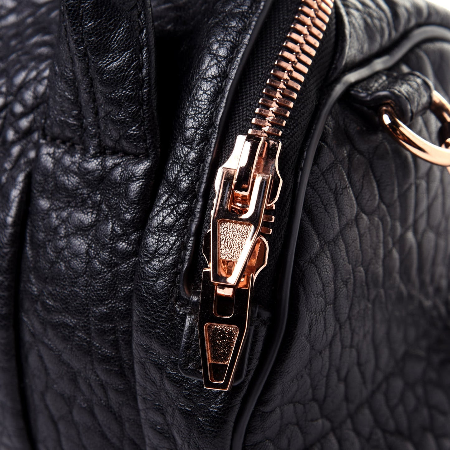 Pebbled Lambskin Mini Rockie Black Rose Gold Hardware
