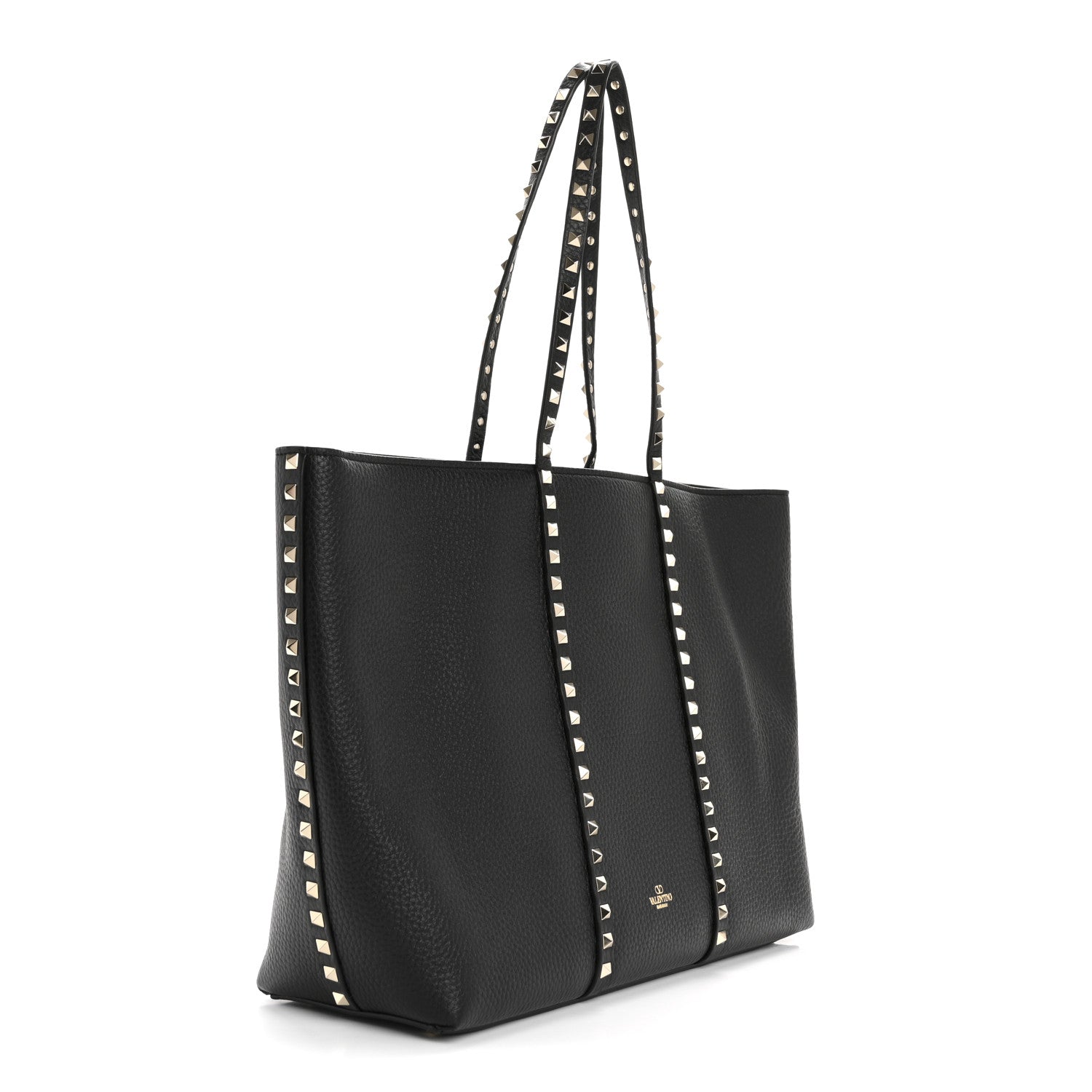 Valentino Garavani Grained Calfskin Rockstud Shopping Bag Black 3 of 10