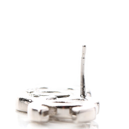 Chanel Baguette Crystal Double CC Earrings Silver 5 of 5