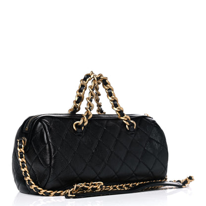 Chanel Shiny Lambskin Quilted Fashion Therapy Bowling Bag Black 2 of 6