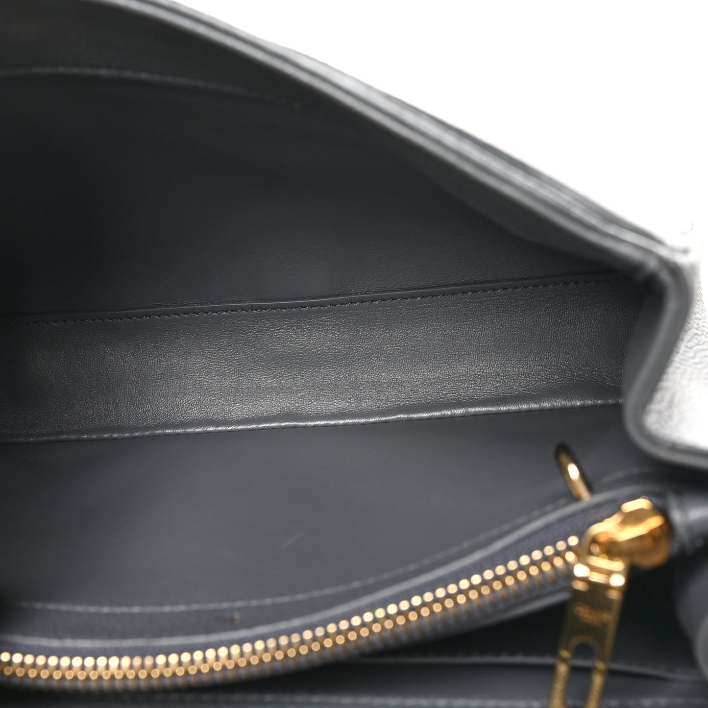Grained Calfskin Small 16 Top Handle Bag Medium Grey