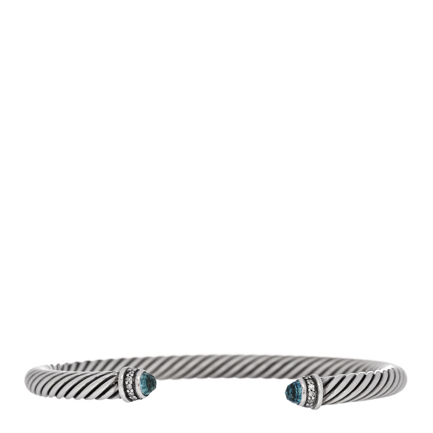 Sterling Silver Diamond Blue Topaz 5mm Cable Classics Bracelet