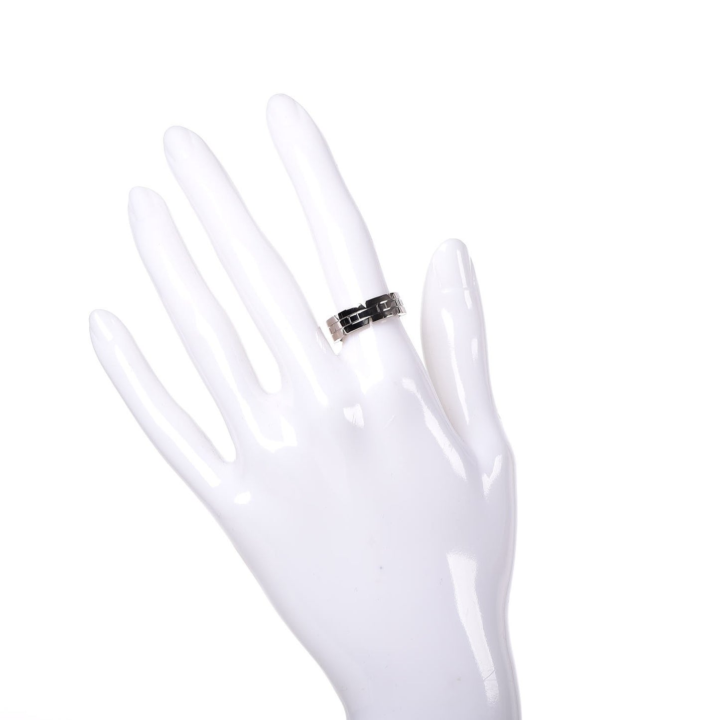 18K White Gold Tank Francaise Ring 52 6