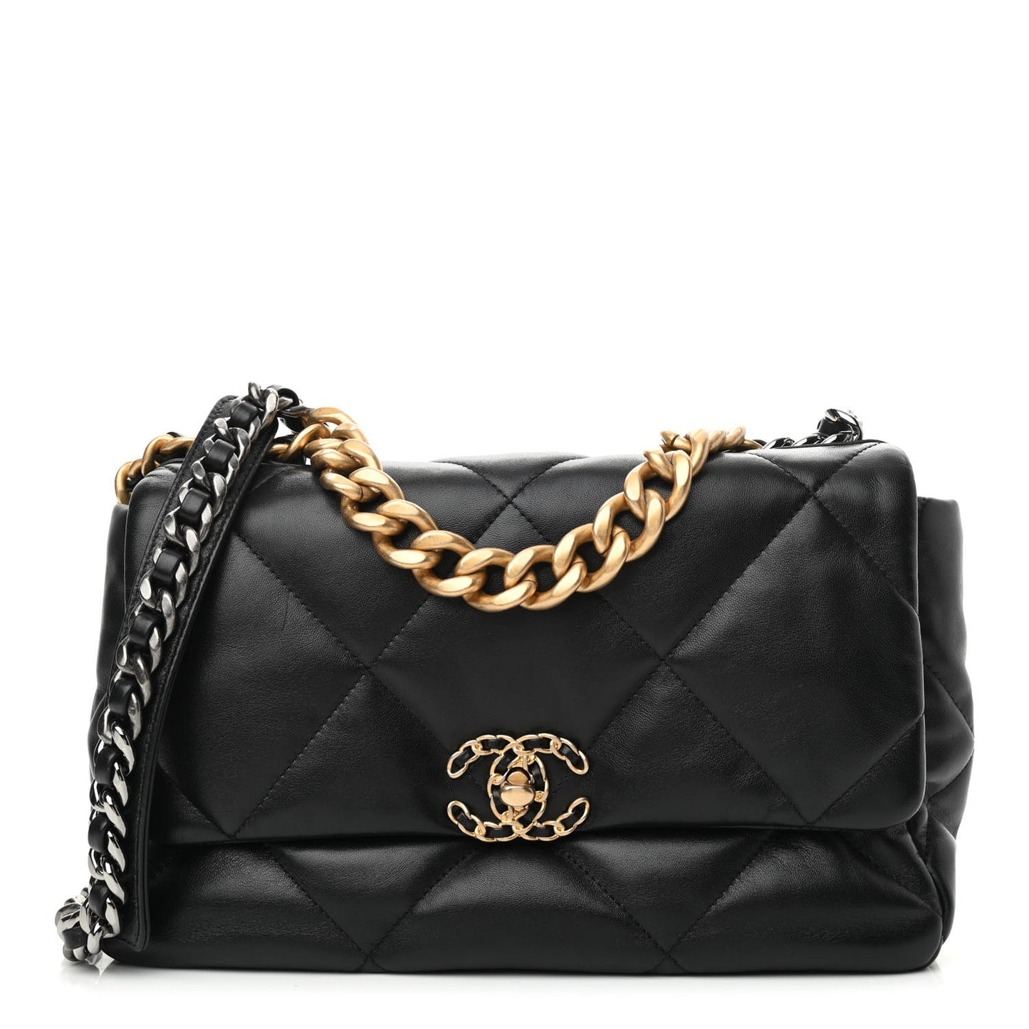 Lambskin Quilted Large Chanel 19 Flap Black