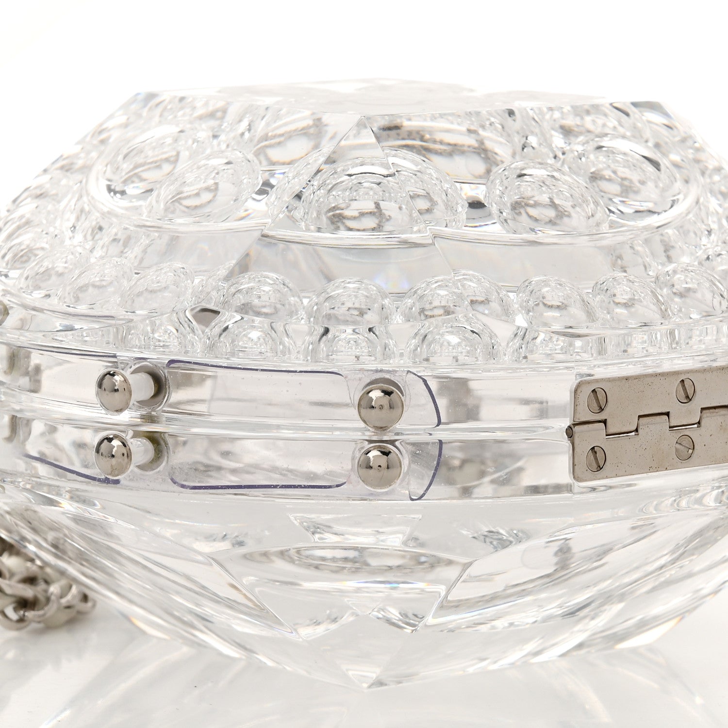 Chanel Transparent Lucite Round CC Minaudiere Clutch White 8 of 10