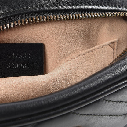 Gucci Calfskin Matelasse Small GG Marmont Chain Shoulder Bag Black 8 of 9