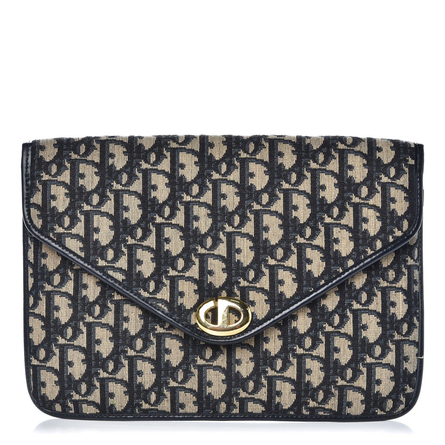 Christian Dior Monogram Envelope Flap Clutch Navy Blue 1 of 6