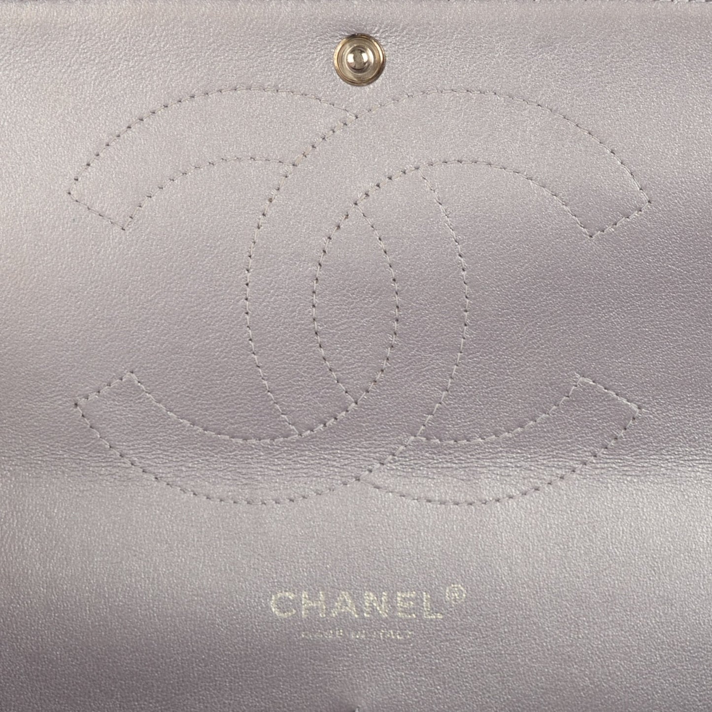 Metallic Lambskin Quilted Jumbo Double Flap Light Purple