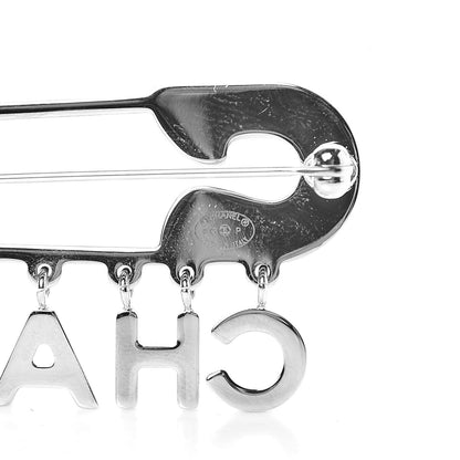 Chanel Crystal Safety Pin Brooch Silver 4 of 5