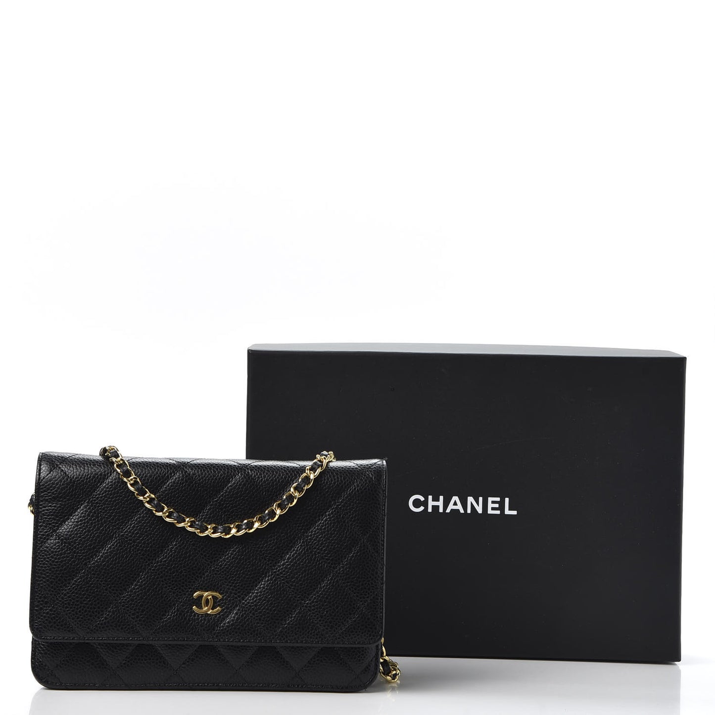 Caviar Quilted Wallet On Chain WOC Black