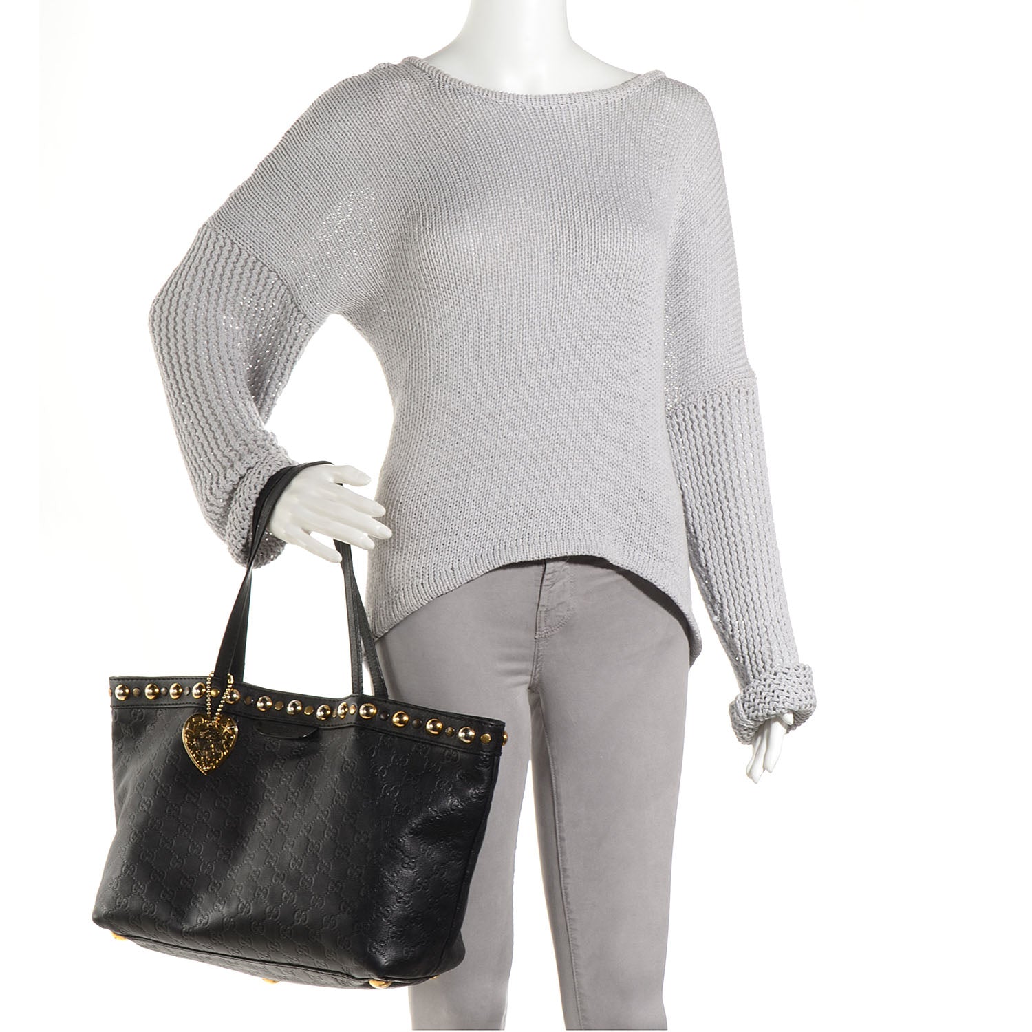 Gucci Guccissima Large Babouska Shopping Tote Black 2 of 7