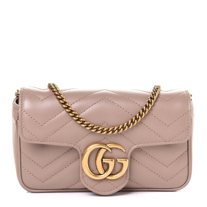 Gucci Calfskin Matelasse Super Mini GG Marmont Shoulder Bag Porcelain Rose 1 of 10