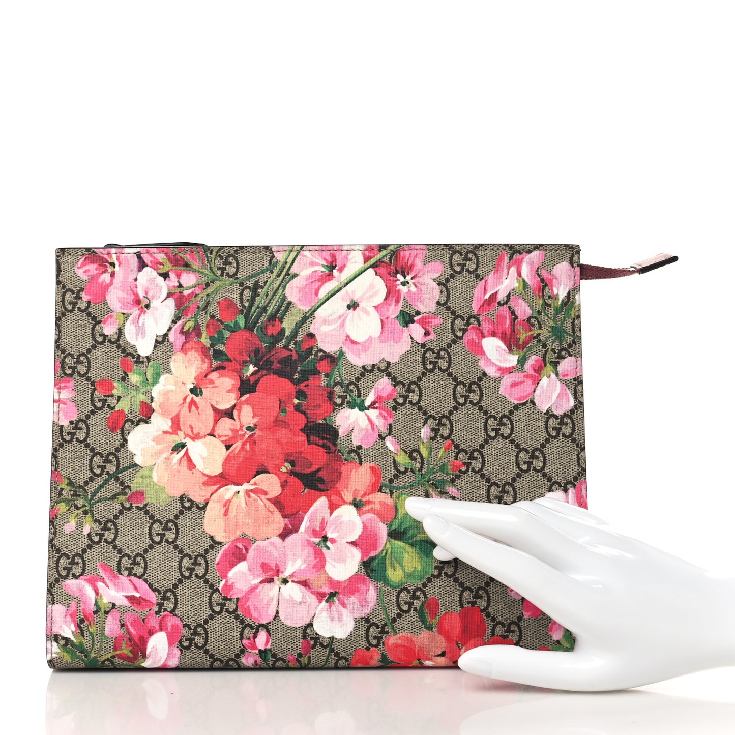 GG Supreme Monogram Blooms Large Cosmetic Case Beige Multicolor Dry Rose