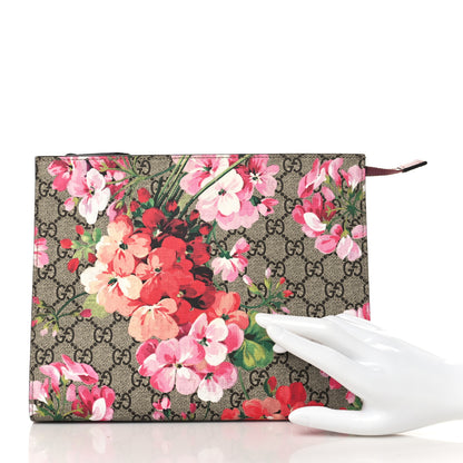 Gucci GG Supreme Monogram Blooms Large Cosmetic Case Beige Multicolor Dry Rose 4 of 20