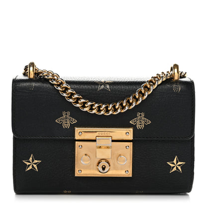 Gucci Grained Calfskin Bee Star Small Padlock Shoulder Bag Black 1 of 20
