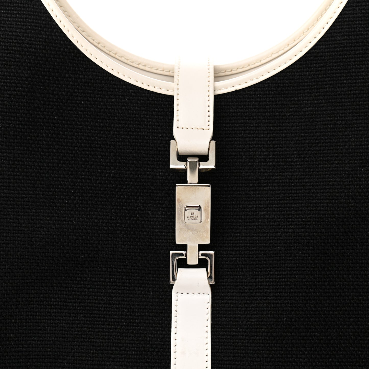 Canvas Bardot Shoulder Bag White Black