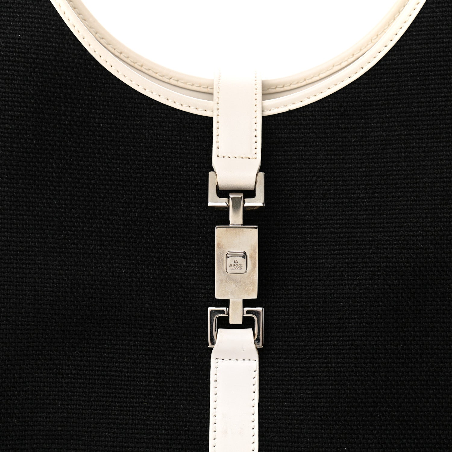 Gucci Canvas Bardot Shoulder Bag White Black 8 of 13