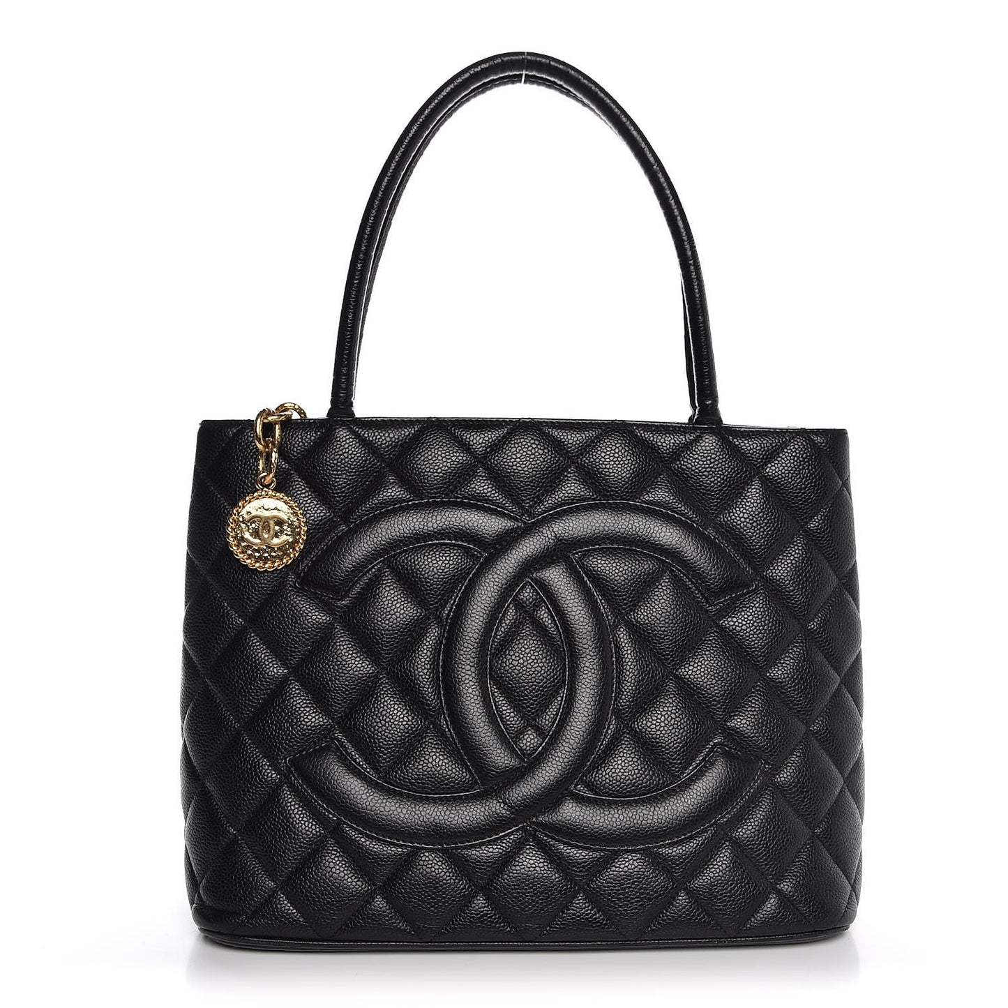 Caviar Quilted Medallion Tote Black