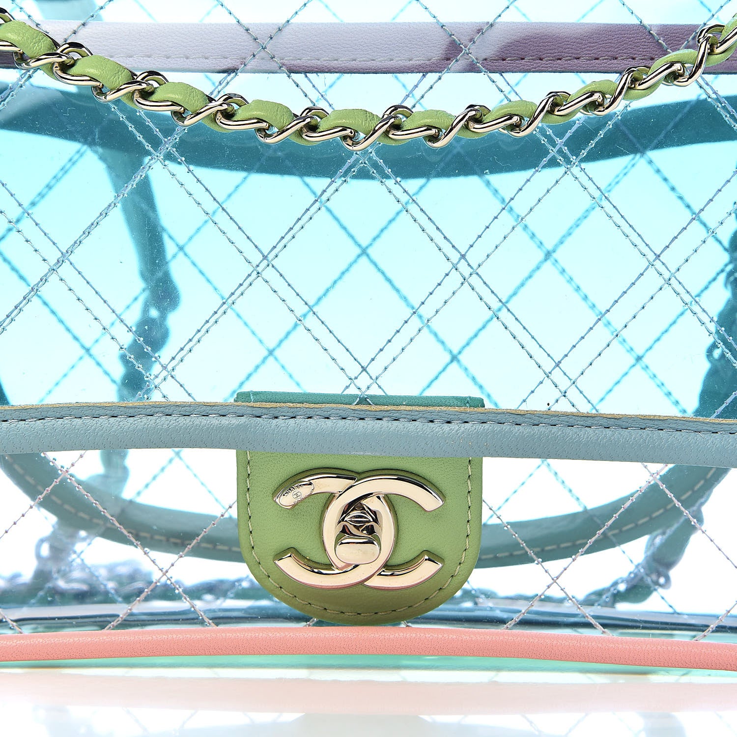Chanel Lambskin PVC Quilted Medium Coco Splash Flap Blue Green 8 of 10