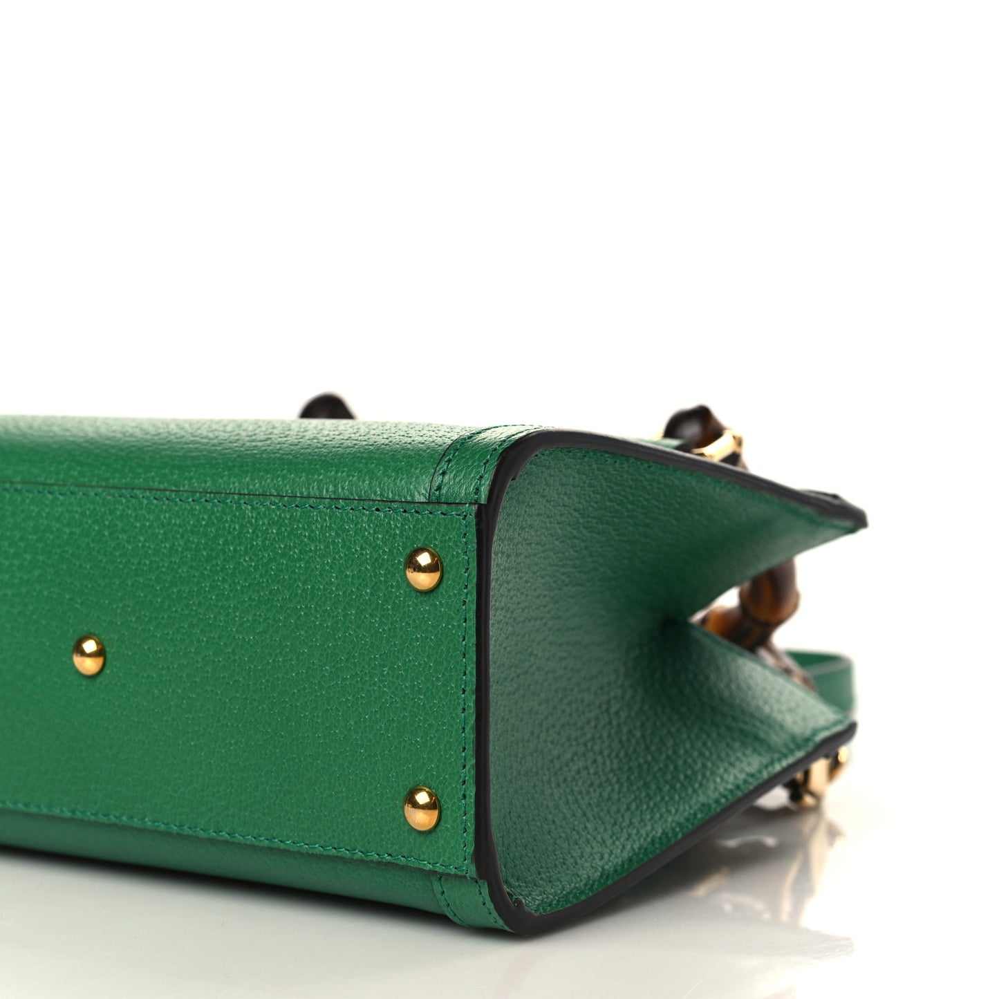 Textured Dollar Calfskin Web Mini Diana Tote Bag Green Blue