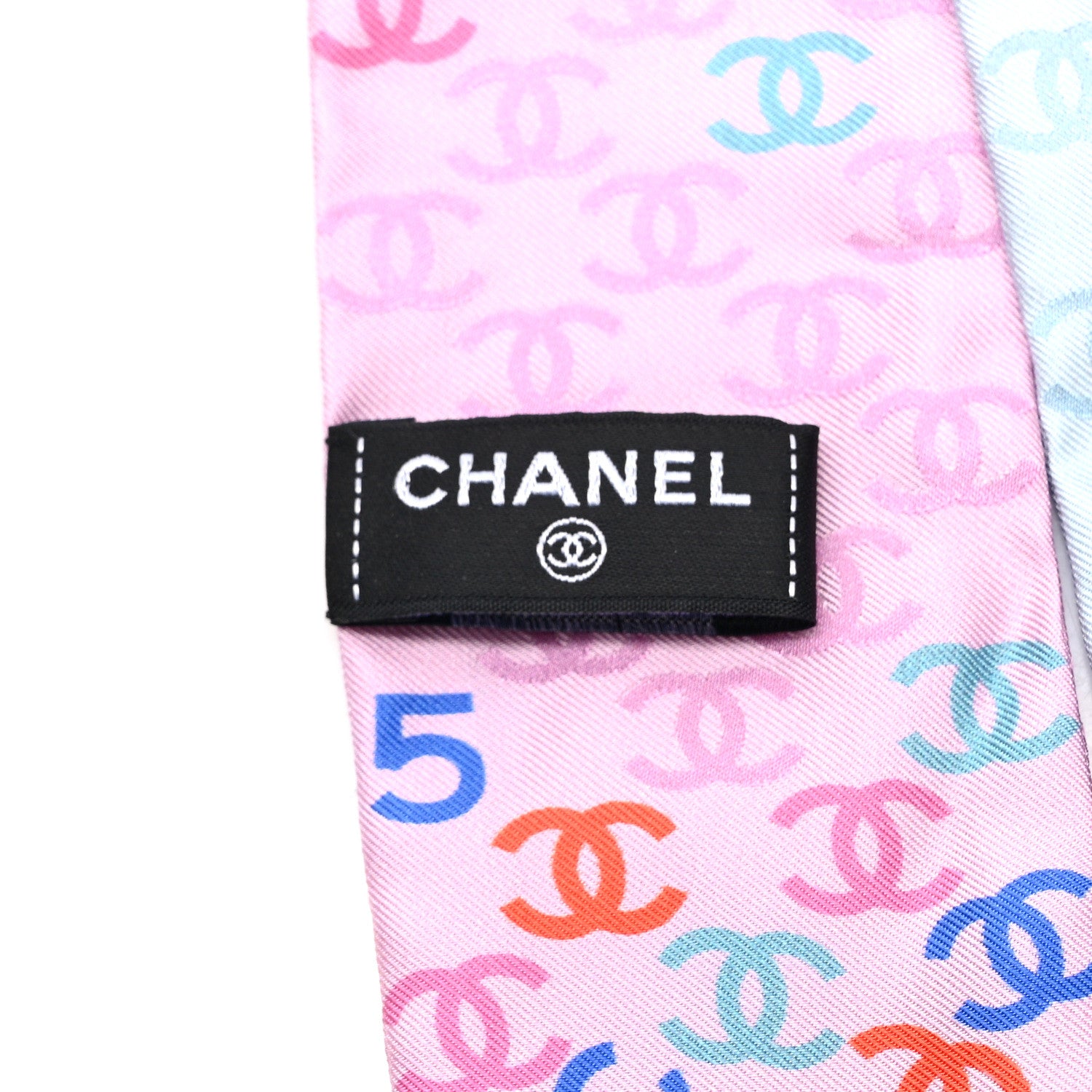 Chanel Silk CC Slim Bandeau Pink Light Blue Red 3 of 3