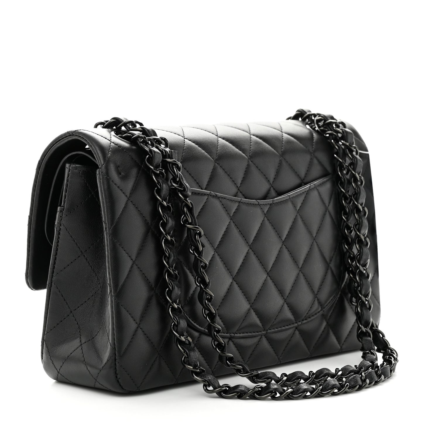 Lambskin Quilted Medium Double Flap So Black