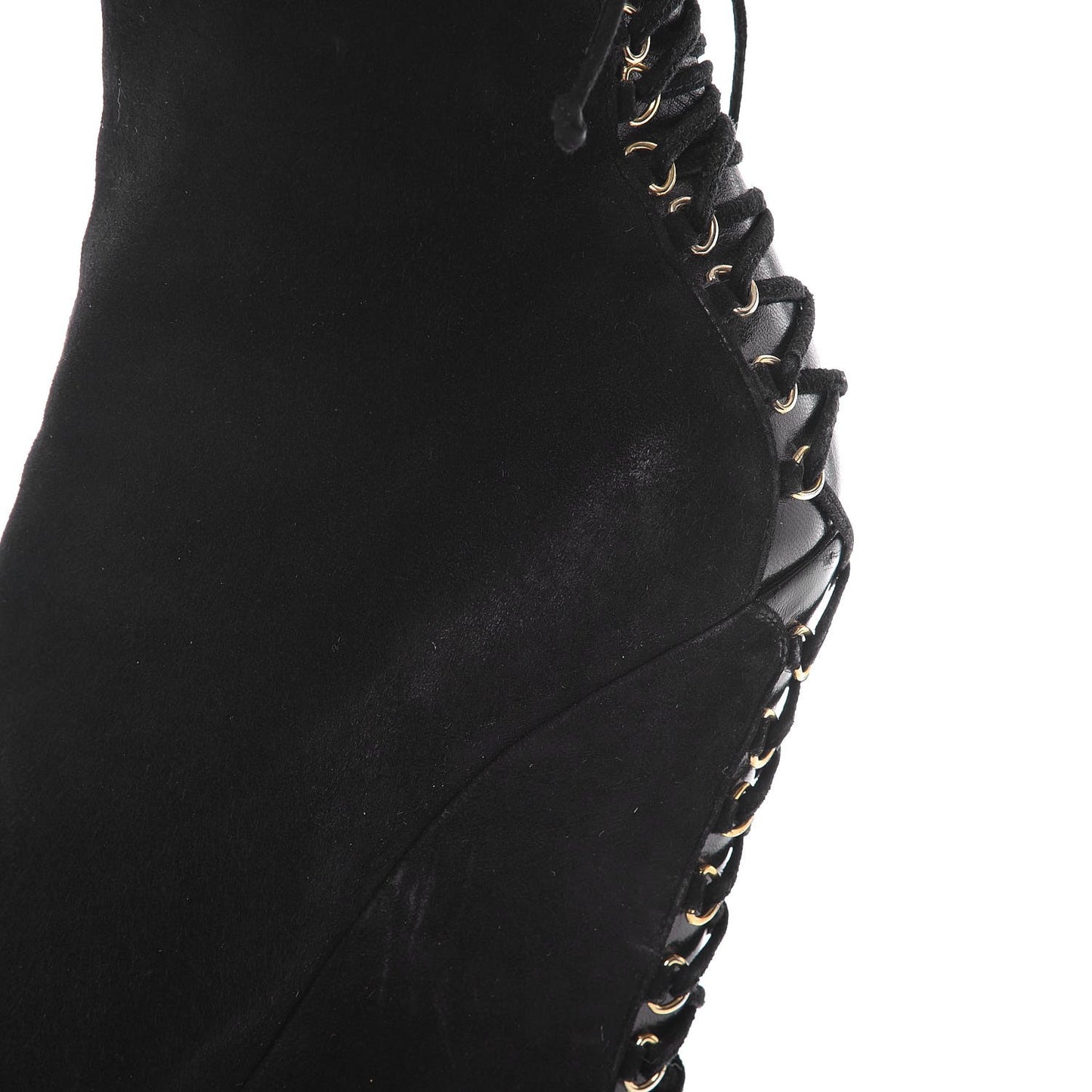 Suede Corset Wedge Boots 37.5 Black