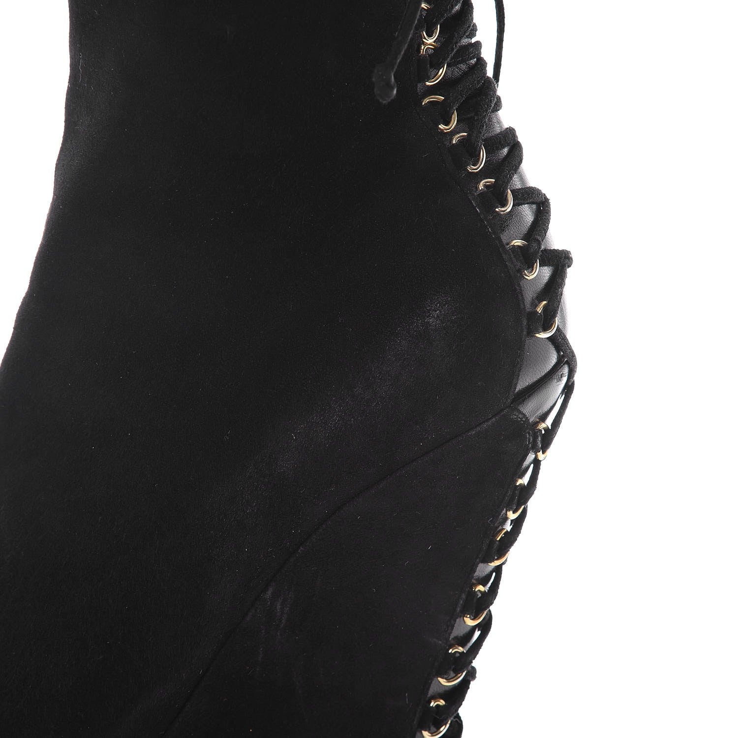 Saint Laurent Suede Corset Wedge Boots 37.5 Black 10 of 12