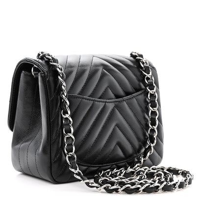Chanel Caviar Chevron Quilted Mini Square Flap Black 3 of 13