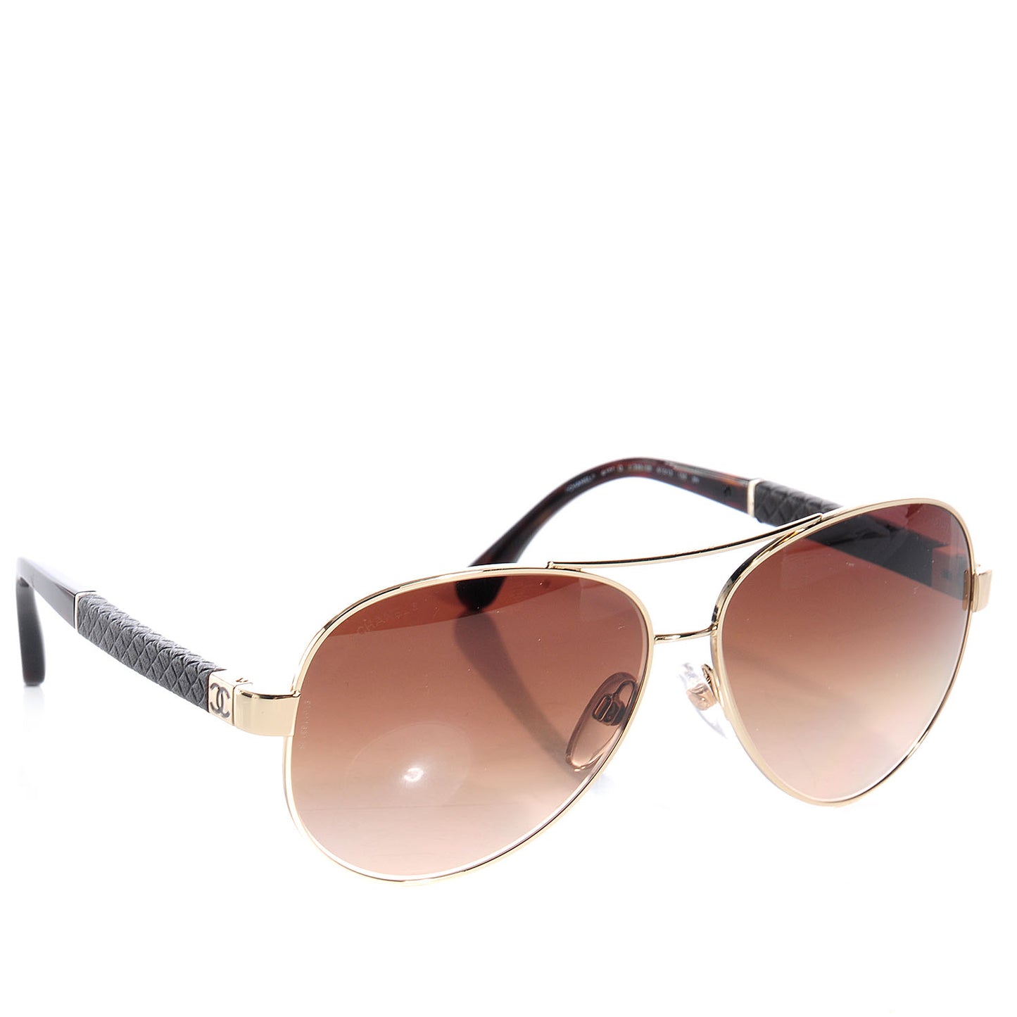 Lambskin Quilted CC Sunglasses 4195-Q Gold Brown