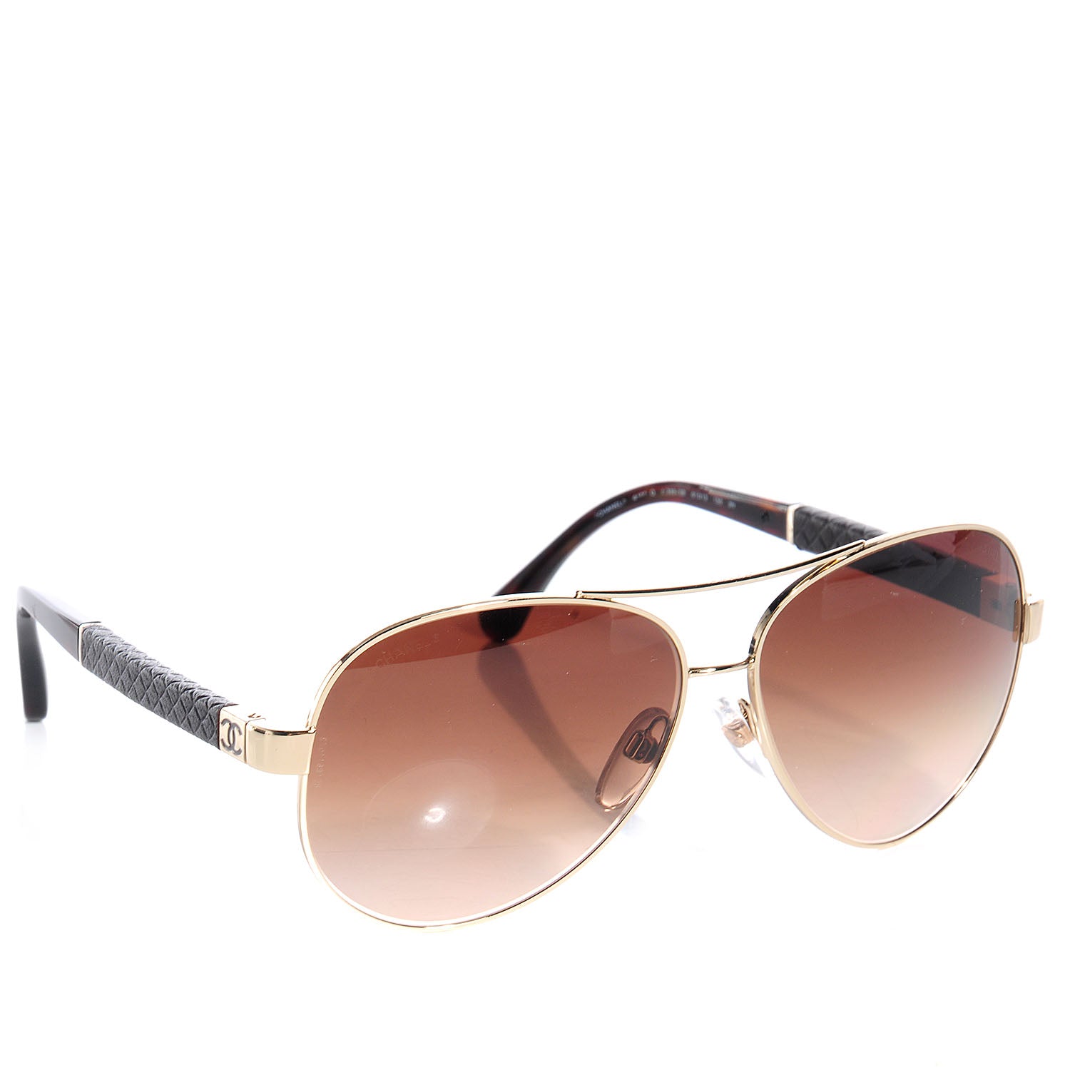 Chanel Lambskin Quilted CC Sunglasses 4195-Q Gold Brown 3 of 7