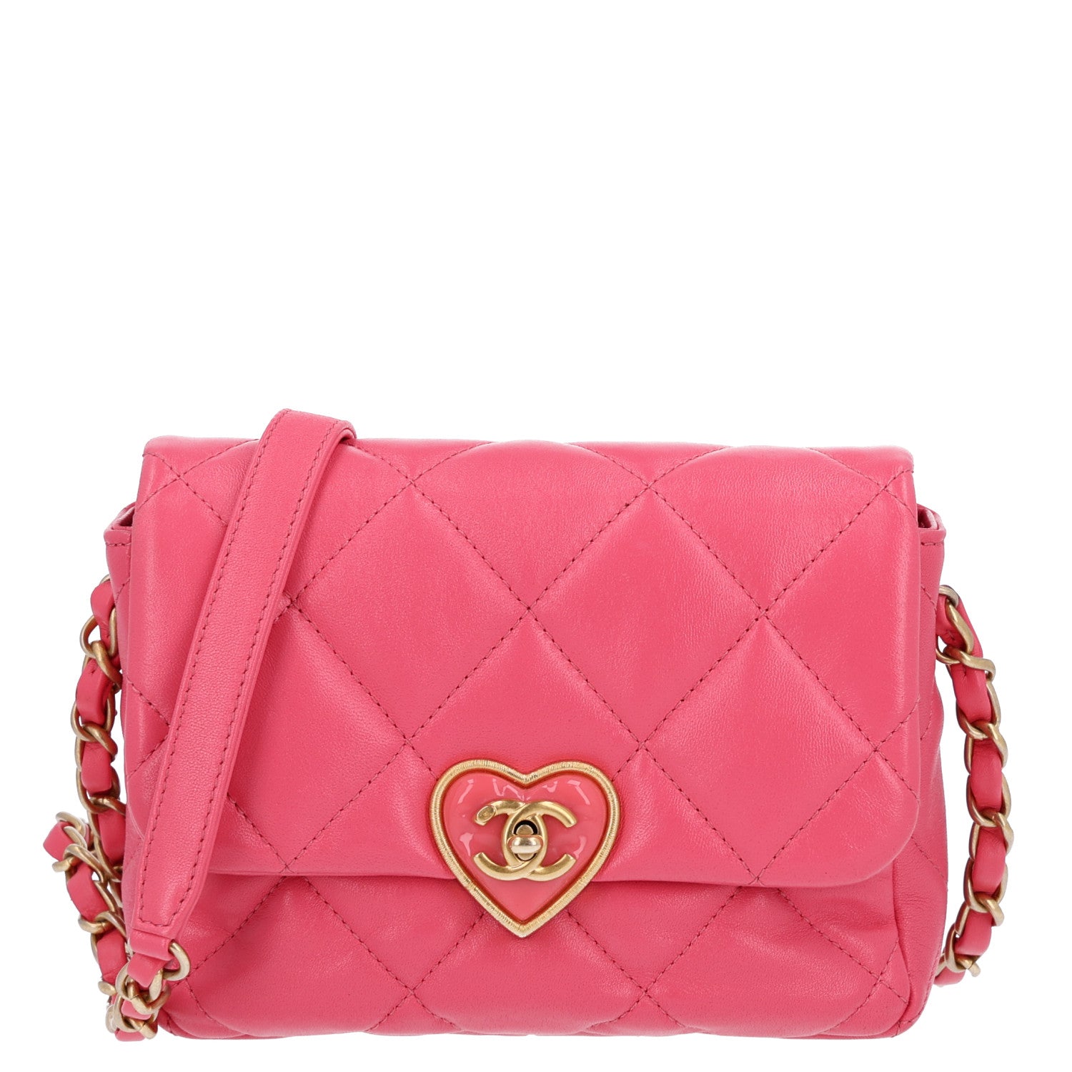 Chanel Lambskin Plexiglass Quilted Coco Love Mini Flap Pink 1 of 10