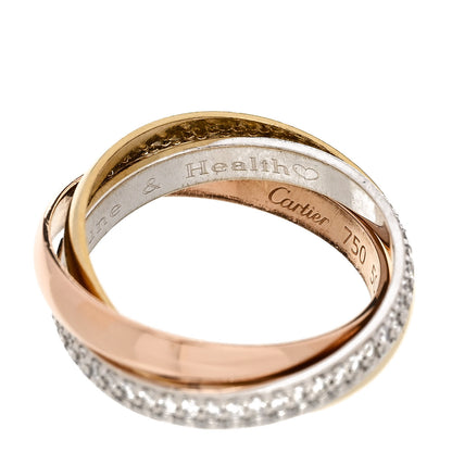 Cartier 18K White Yellow Pink Gold Diamond Small Trinity Paved Ring 50 5.25 7 of 7