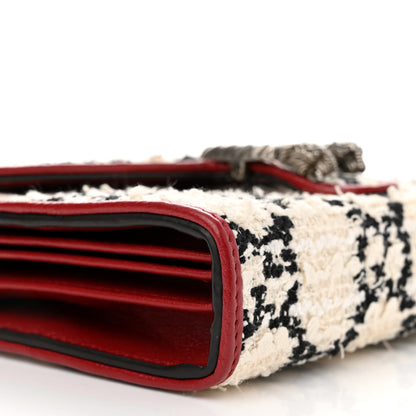 Gucci Tweed GG Monogram Mini Dionysus Chain Wallet White Black Romantic Cherry 9 of 11