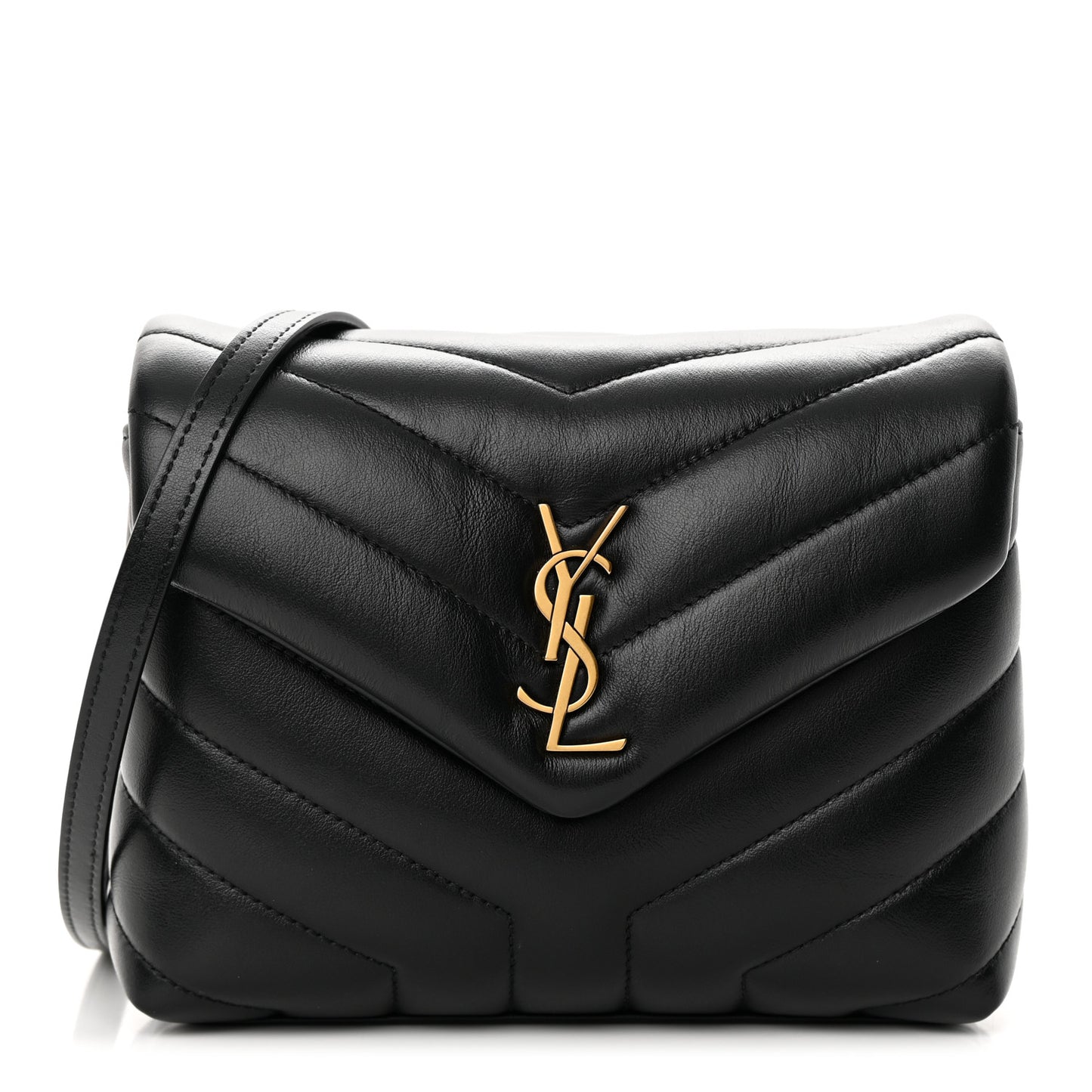 Calfskin Y Quilted Monogram Toy Loulou Crossbody Bag Black