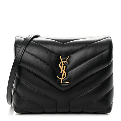 Saint Laurent Calfskin Y Quilted Monogram Toy Loulou Crossbody Bag Black 1 of 15