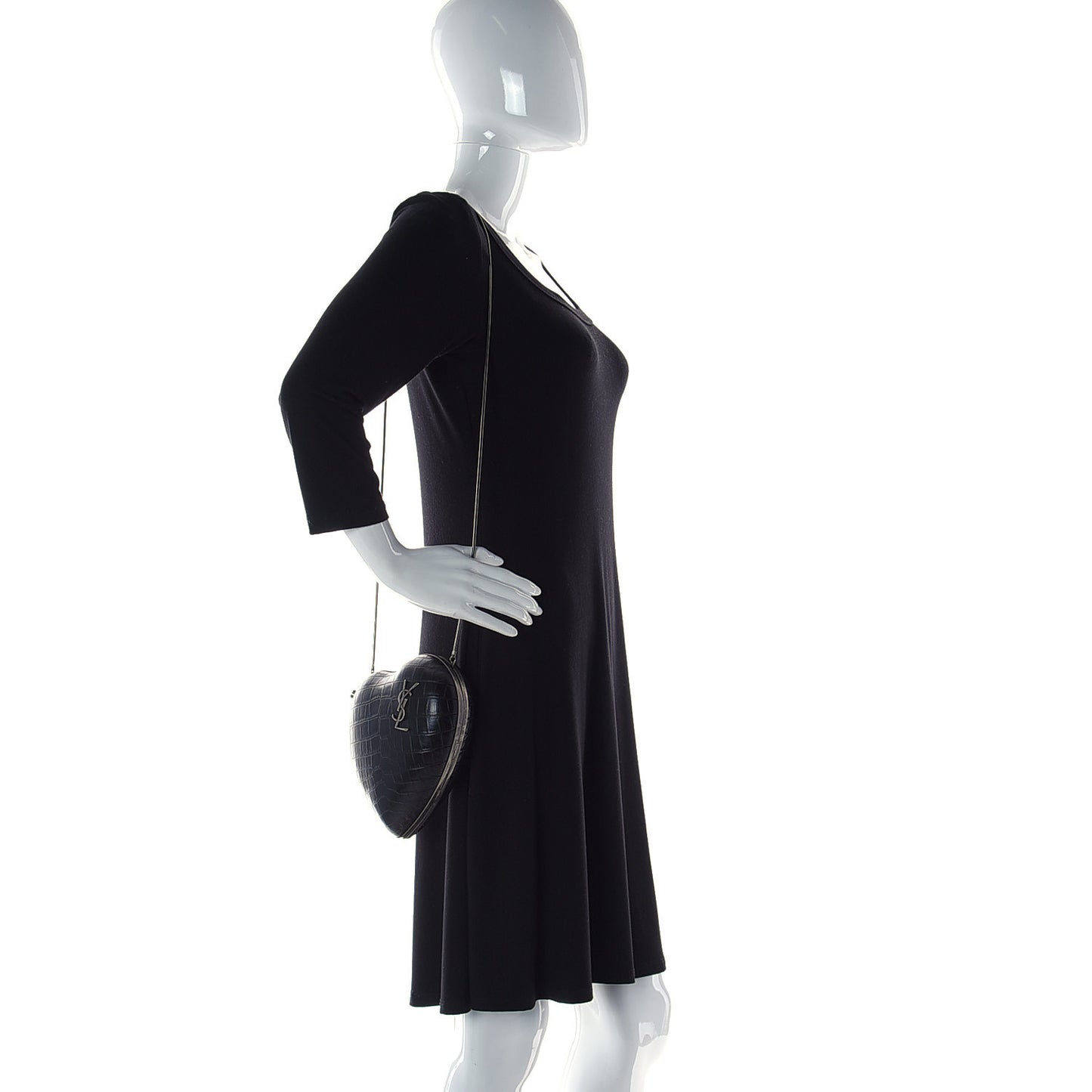 Calfskin Crocodile Embossed Monogram Love Box Bag Black