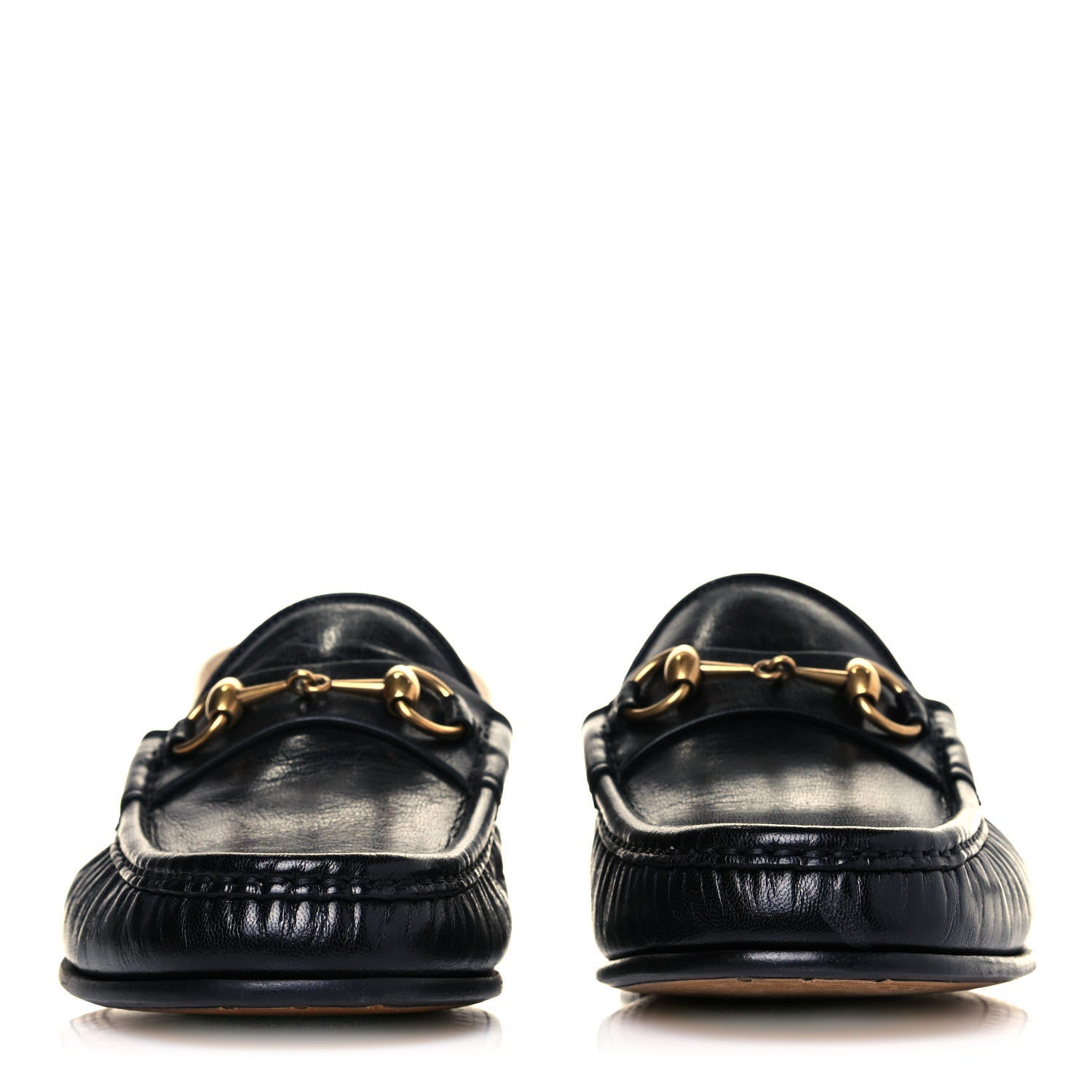 Gucci Goatskin Stripe Mens Horsebit Slingback Slippers 7.5 Black 2 of 8