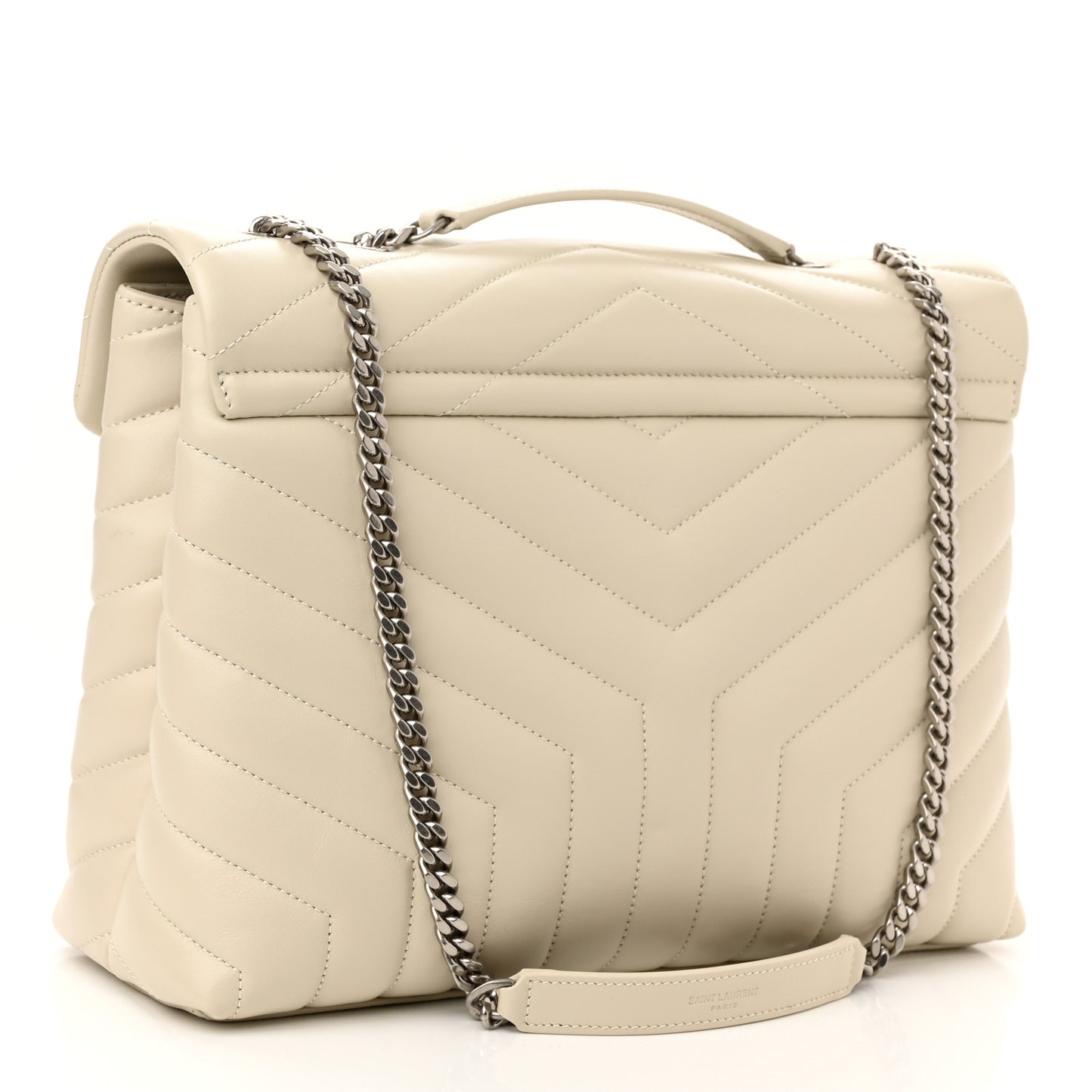 Calfskin Y Quilted Monogram Medium Loulou Chain Satchel Crema Soft
