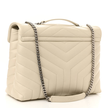 Saint Laurent Calfskin Y Quilted Monogram Medium Loulou Chain Satchel Crema Soft 3 of 11