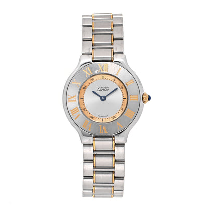 Cartier Stainless Steel 18K Yellow Gold 31mm Must De 21 Quartz Watch 1 of 5