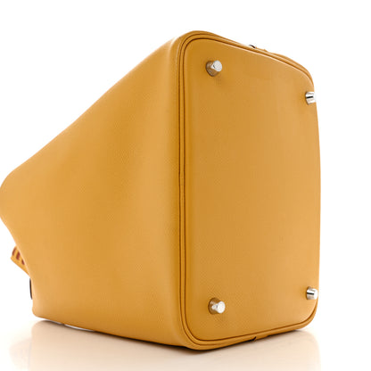 Hermes Epsom Tressage De Cuir Picotin Lock 22 MM Jaune Ambre Brique White 6 of 12