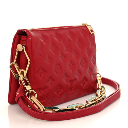 Louis Vuitton Mother of Pearl Lambskin Embossed Monogram Coussin BB Red Green 3 of 11