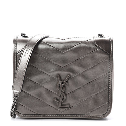Saint Laurent Metallic Calfskin Matelasse Monogram Niki Chain Wallet Platinum 1 of 8