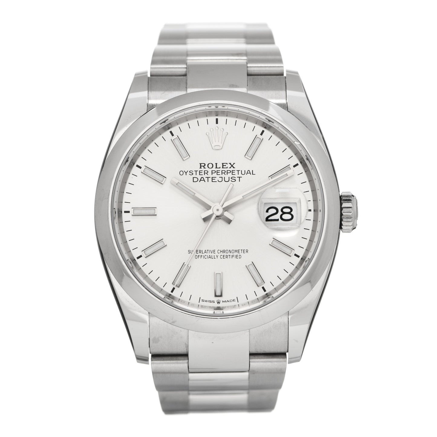 Stainless Steel 36mm Oyster Perpetual Datejust Watch Silver 126200