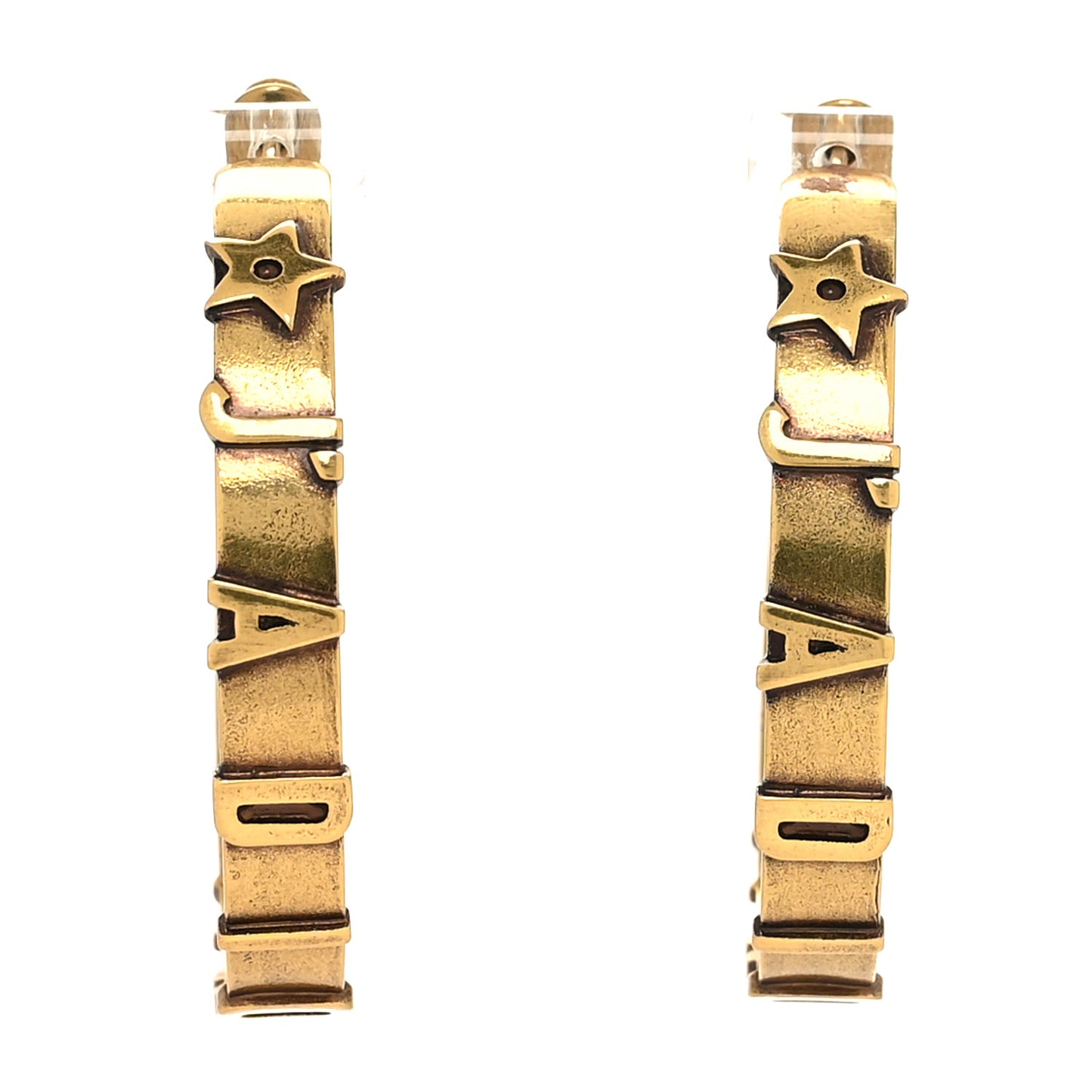Metal J'Adior Star Hoop Earrings Aged Gold