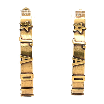 Christian Dior Metal J'Adior Star Hoop Earrings Aged Gold 1 of 4