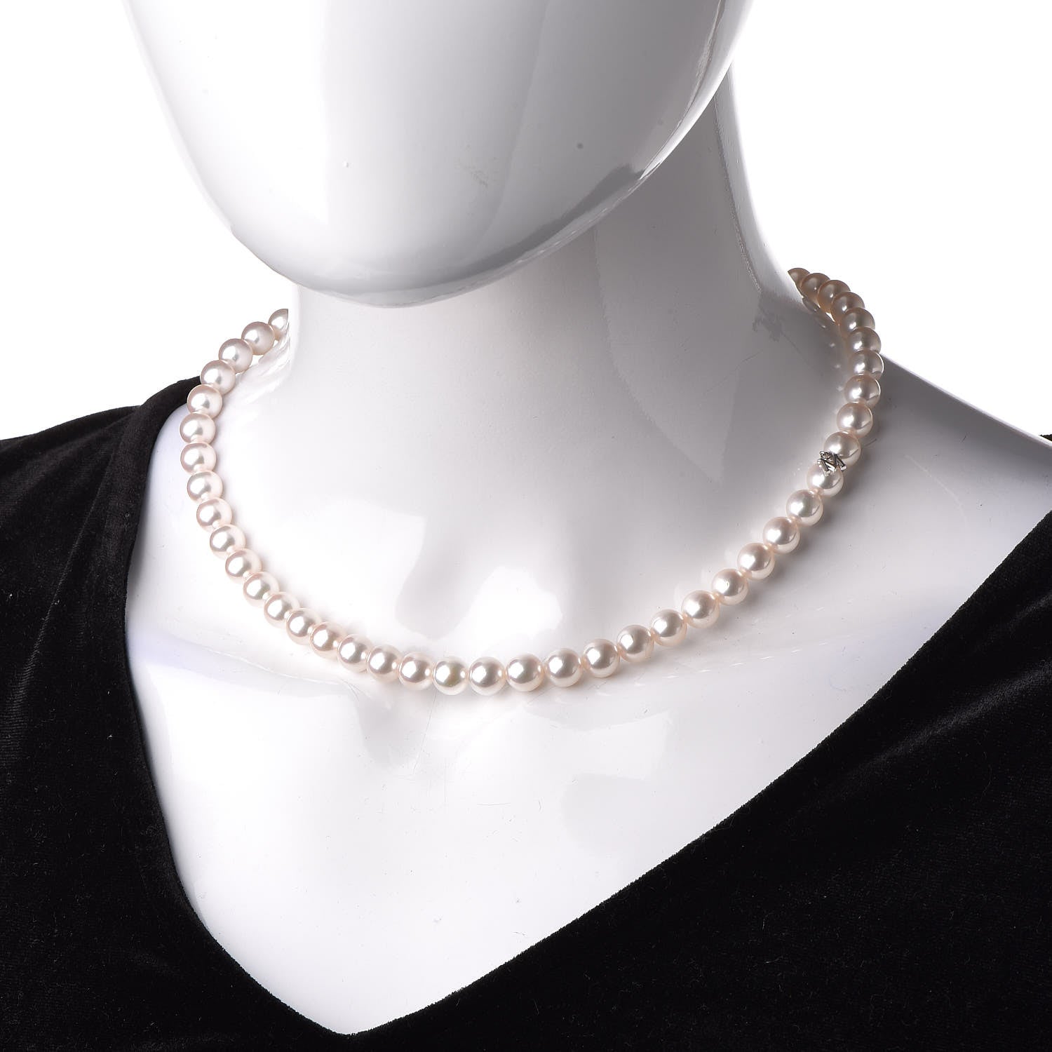 Mikimoto 18K White Gold Akoya Pearl 7.5-8mm Strand Necklace 2 of 5