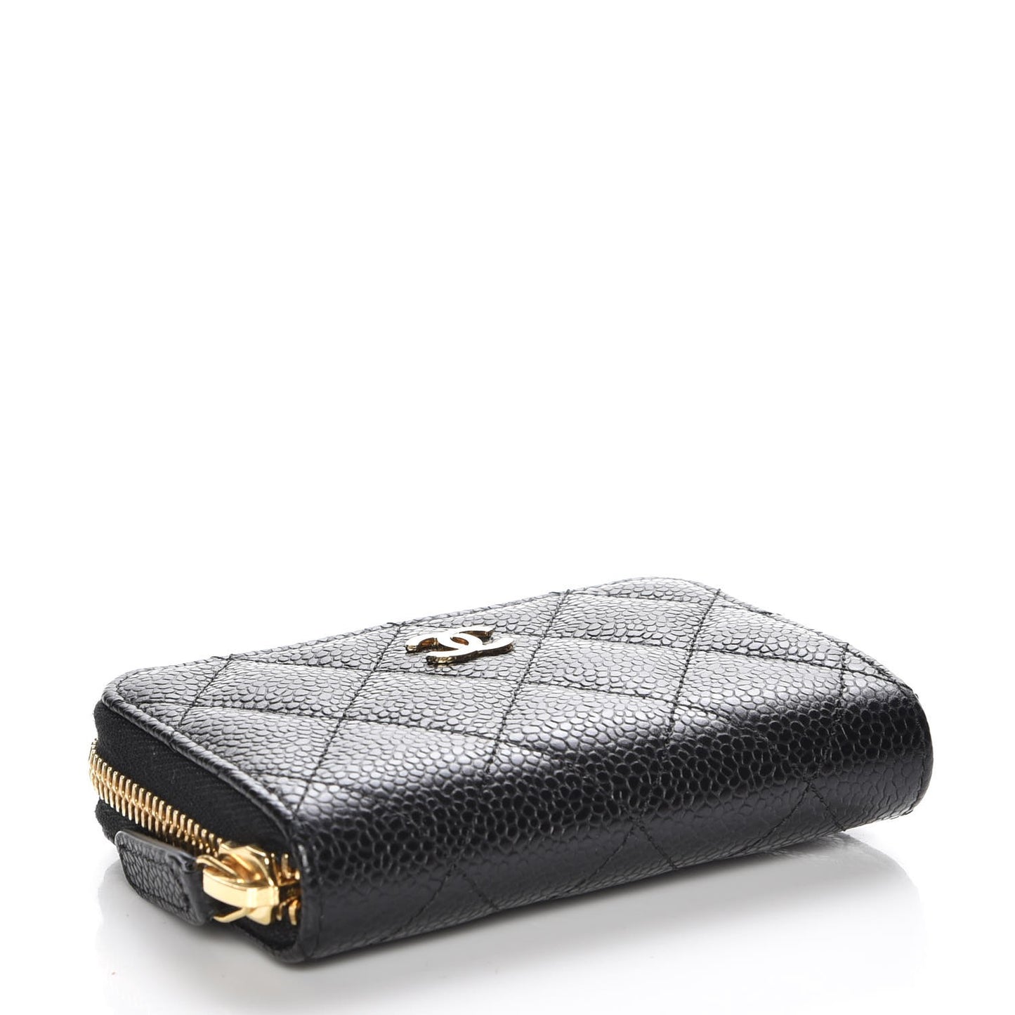 Caviar Quilted Zip Coin Purse Black